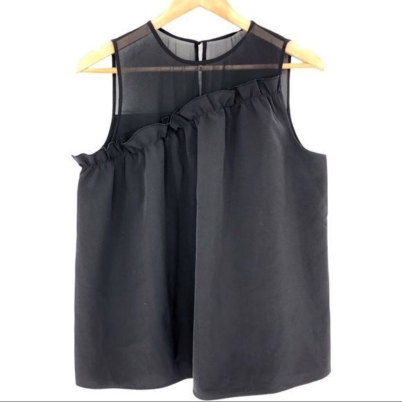 Halogen black sleeveless ruffle front blouse - Picture 2 of 7